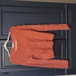 Rusty-pinkish colored super soft fuzzy sweater